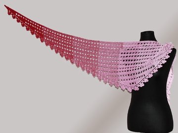Crochet pattern scarf, shawl "Little Pink Clouds"