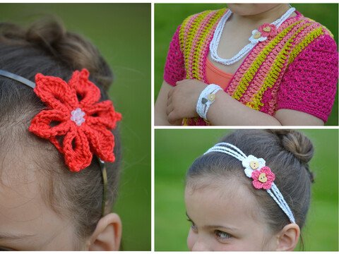 - SUMMER DREAM - Schmuck häkeln, Haarband, Wickelarmband, Sommerblüte (passend für die Kreisjacke)