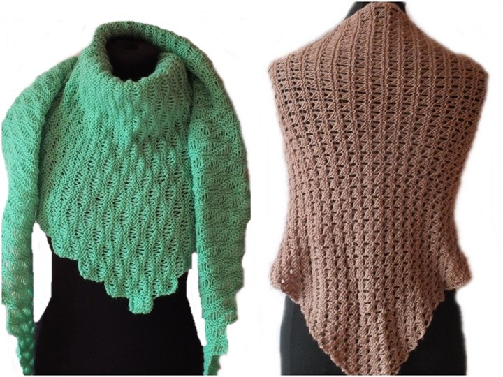 Sparset / 2 Strickanleitungen Dreieckstuch Malatinas Jafinela