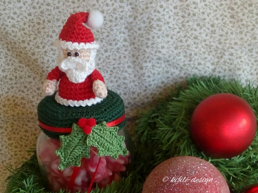 Häkelanleitung Mr. Santa Klausi / Dekobezug für Marmeladenglas/ Bonbonglas