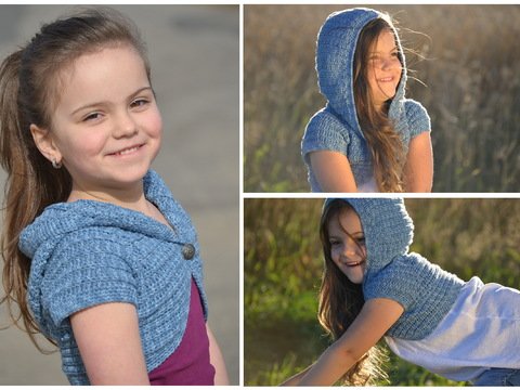 - JEANS - Kapuzenbolero häkeln  Größe 104-116, Bolero, Häkelbolero,