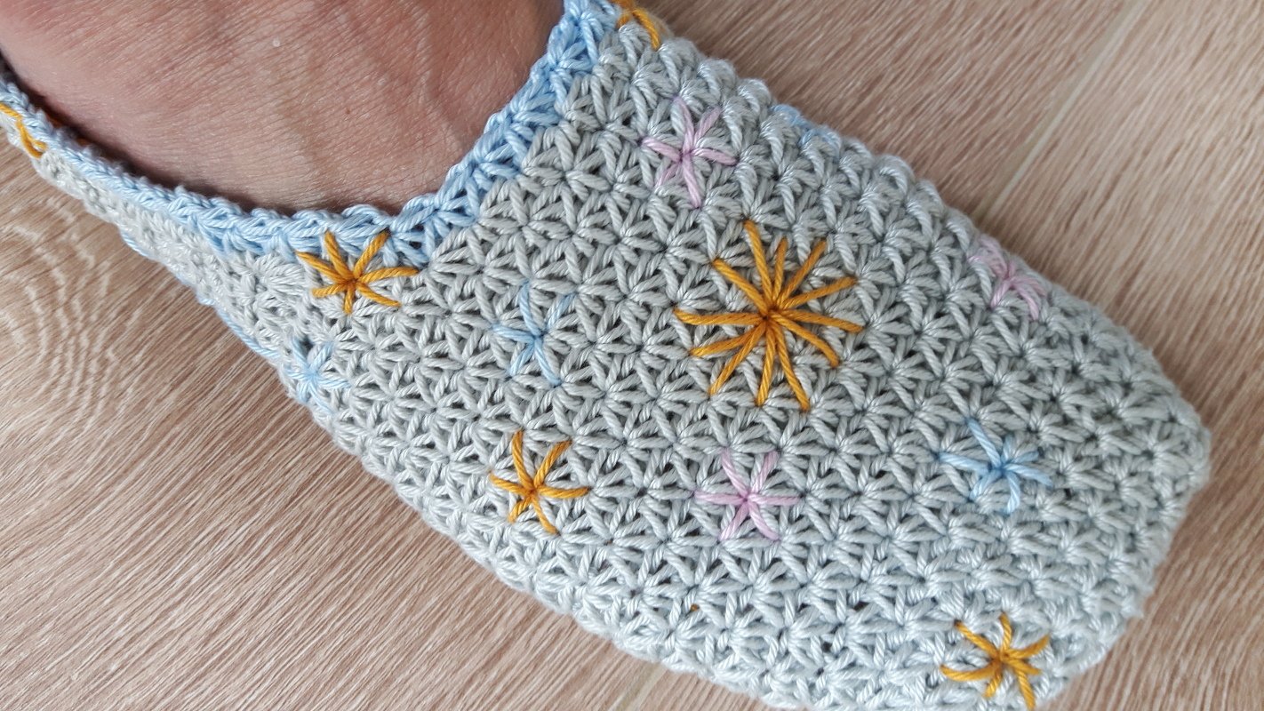 Hausschuhe Slippers "Eissterne" - alle Größen - Häkelanleitung - Bild 9