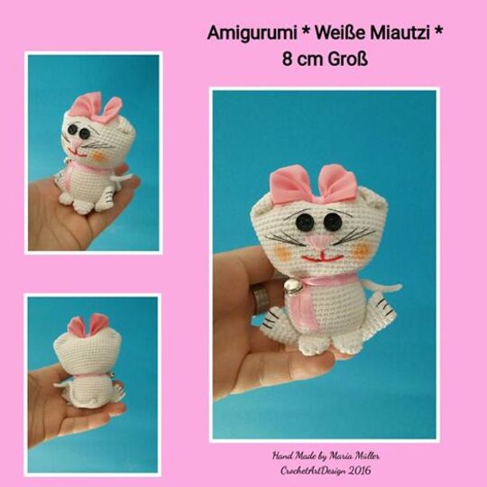 Amigurumi " Weiße Miautzi " 8 cm Groß