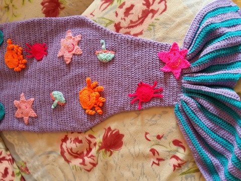 Meerjungfrau-Decke mit Applikationen für Kinder ca. 5 Jährige