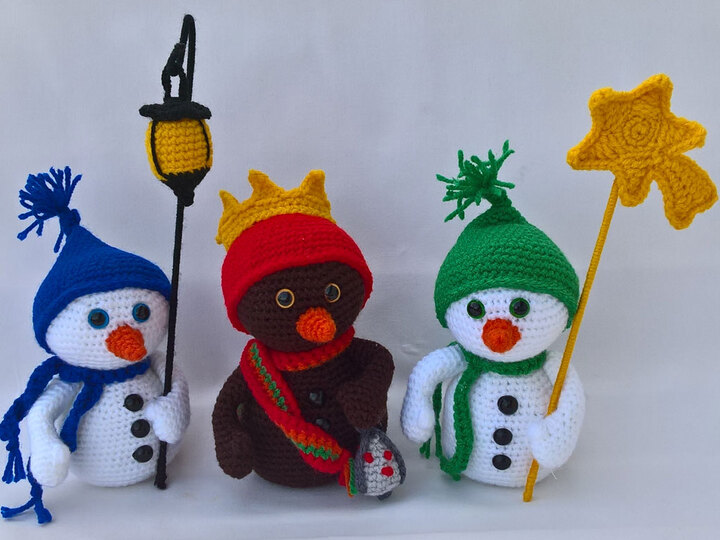 Häkelanleitung Die heiligen 3 Könige im Schneemannland
