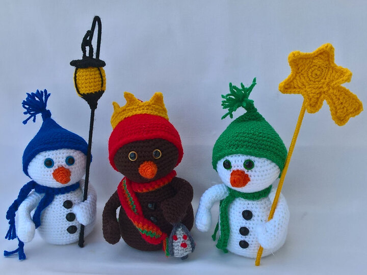 Häkelanleitung Die heiligen 3 Könige im Schneemannland