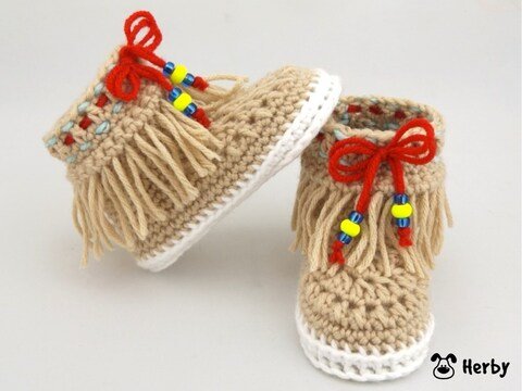 Häkelanleitung Babyschuhe "Indianer Boots", 2 - 6 Monate