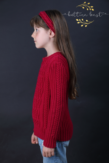 Charmeine - Cable Jumper for Girls, Sizes 116-140 (EU) resp. 6-10 (US)