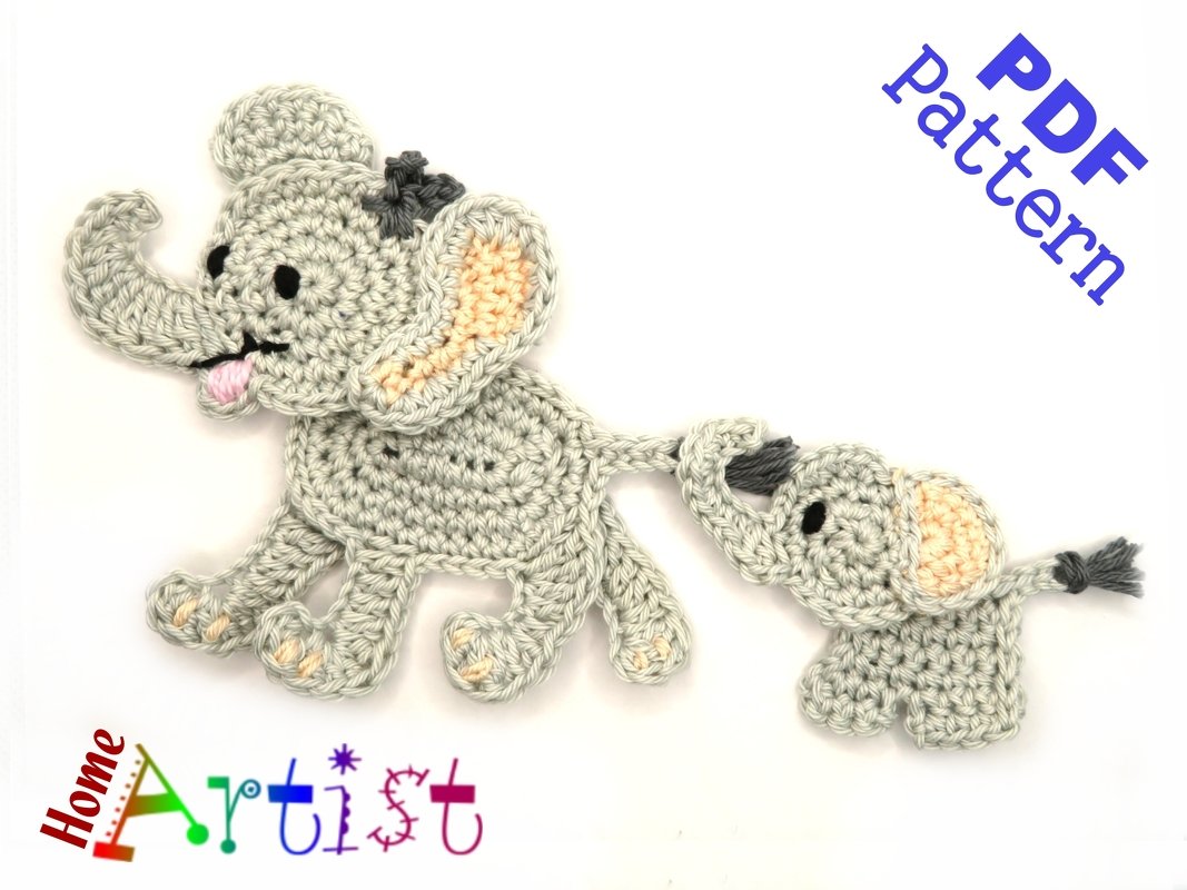 Elephant Crochet Applique Pattern - Image 2