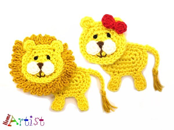 Lion Crochet Applique Pattern