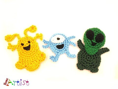Aliens crochet Applique Pattern