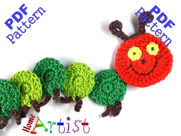 Caterpillar Crochet Applique Pattern