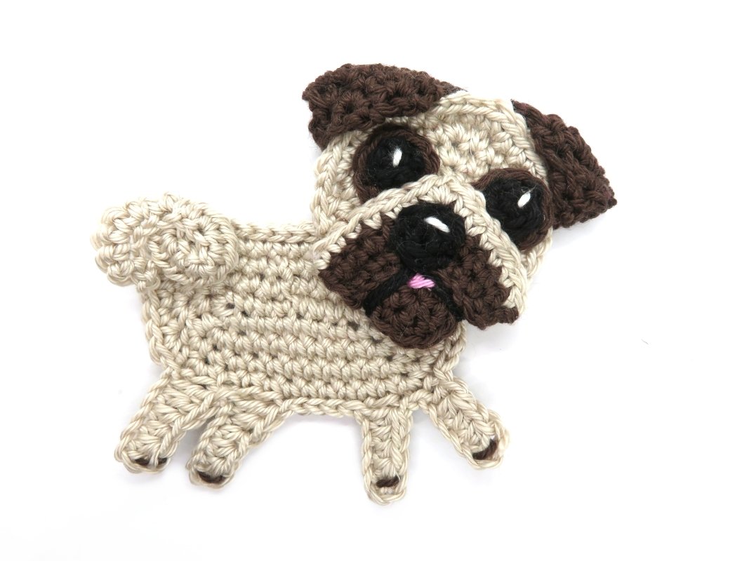 Pug Dog crochet Applique Pattern - Image 2