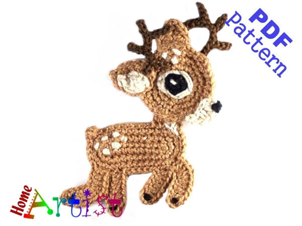 Reindeer Crochet Applique Pattern
