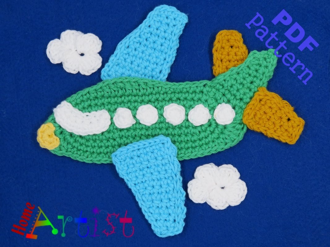 Airplane 2 crochet Applique Pattern