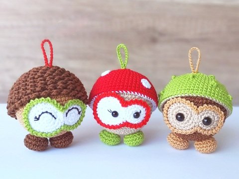 Häkelanleitung Herbst-Knobblys - knubbelige Taschenbaumler oder Deko