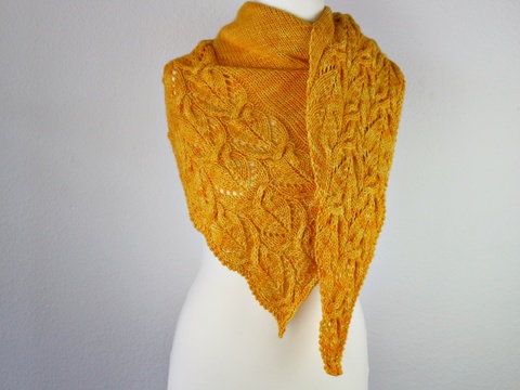 Knitting Pattern Asymmetrical Triangle Shawl Sunflowers – Lace Cable Shawl