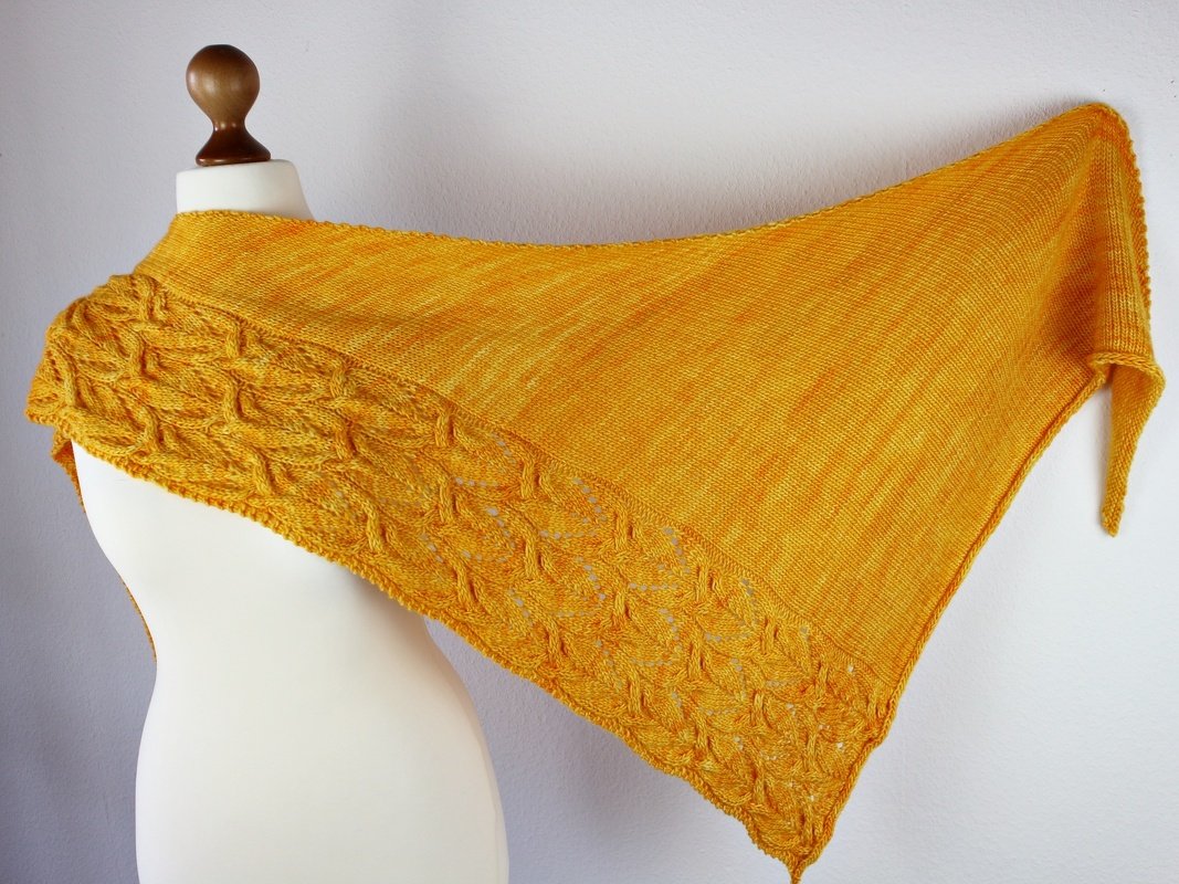 Knitting Pattern Asymmetrical Triangle Shawl Sunflowers – Lace Cable Shawl - Image 4