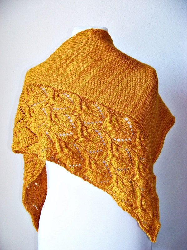 Knitting Pattern Asymmetrical Triangle Shawl Sunflowers – Lace Cable Shawl - Image 5