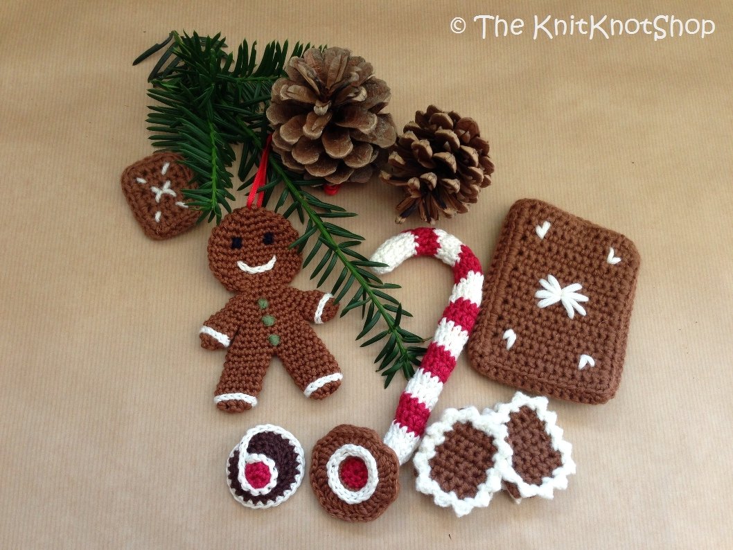 PDF Häkelanleitung Weihnachtsgebäck - Lebkuchenmann - Zuckerstange - Kekse