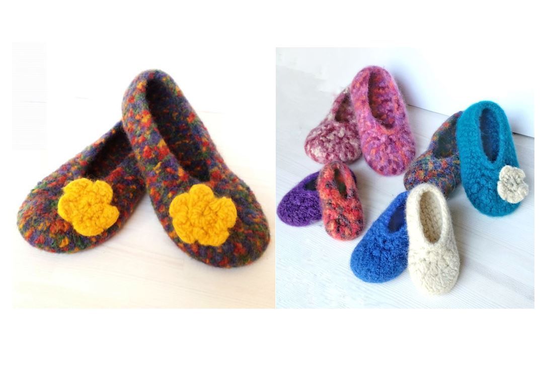 Saving Package: Crochet Felted Slippers "Paula" - all sizes (EU 20/21 - 40/41)
