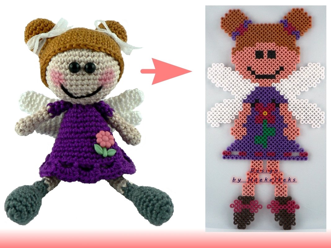 Bügelperlenvorlage Schutzengelchen Mädl Variante 1 by Haekelkeks