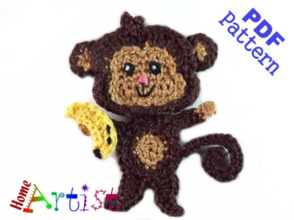 Monkey Crochet Applique Pattern