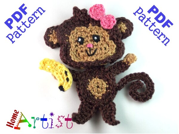 Monkey Crochet Applique Pattern