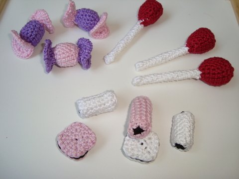 Häkelanleitung Süßigkeiten - Lakritz, Bonbons, Lutscher