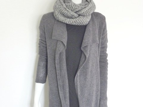 Graue Longjacke, Strickanleitung S, M, L