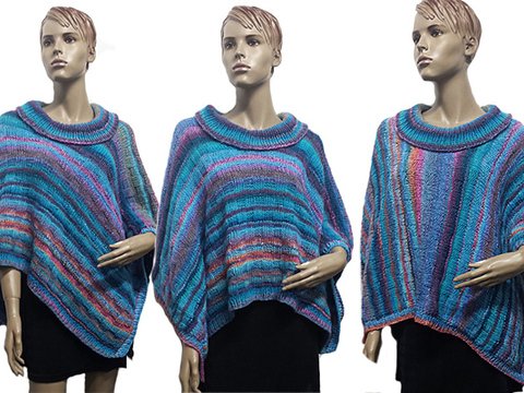Strickanleitung Poncho blue dream