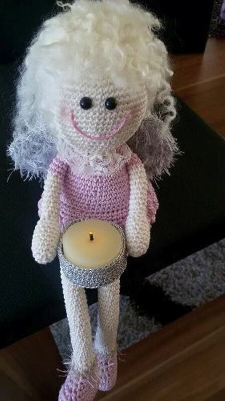 Häkelanleitung Kantenhocker Weihnachtsengel Maja mit Teelichthalter