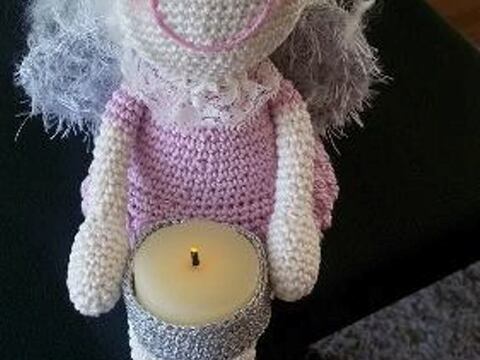 Häkelanleitung Kantenhocker Weihnachtsengel Maja mit Teelichthalter