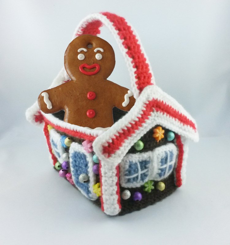 Häkelanleitung - Pfefferkuchenhaus Geschenkkorb - Bild 4