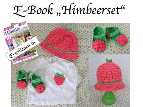 Ebook "Himbeerset" Mütze 0-1 Jahr, Schuhe Gr.14-18