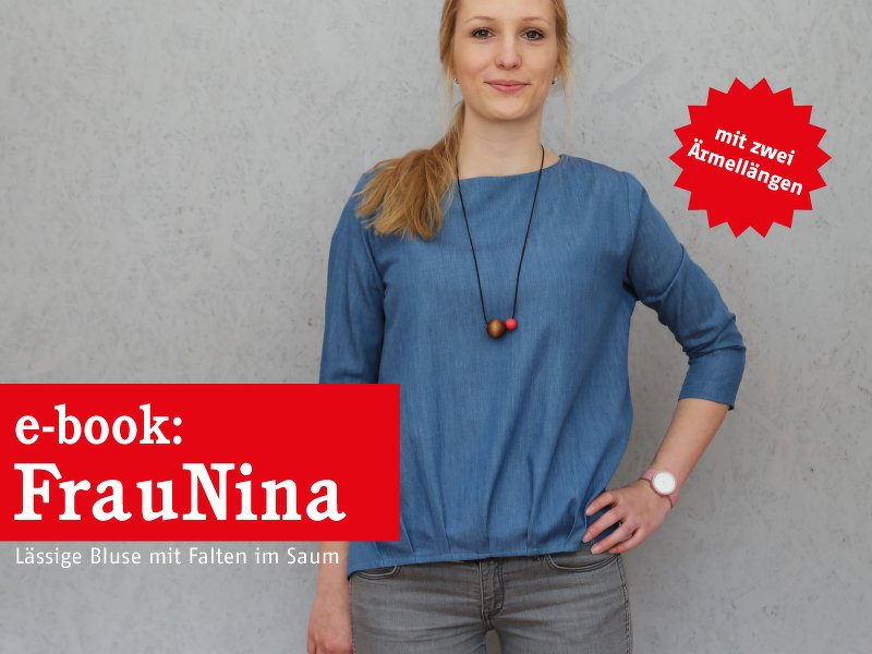 FrauNina - Damenbluse mit Falten im Saum XS-XL