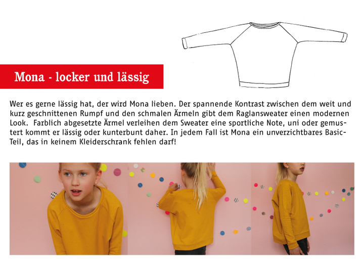 Mona - Raglansweater für Mädchen 98/104-146/152