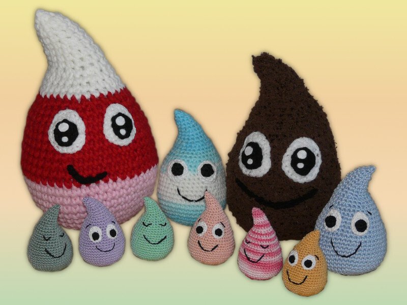 Häkelanleitung Dropis die Tröpfchen, Mobile, Schlüsselanhänger