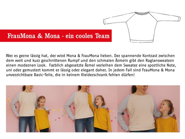 Mona & FrauMona Kombi - Raglansweater für Mädchen und Damen