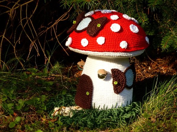 Crochet Pattern Door Stop Mushroom Fairy House