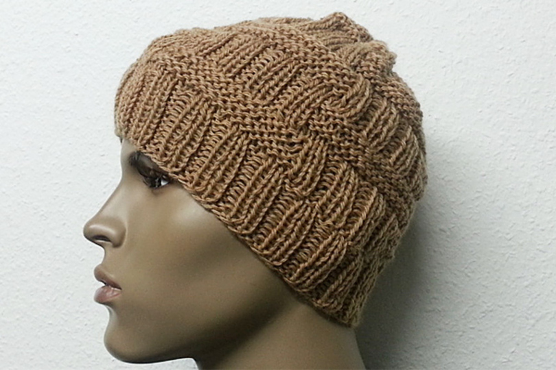 Strickanleitung Mütze mit großem Muster 52-56cm