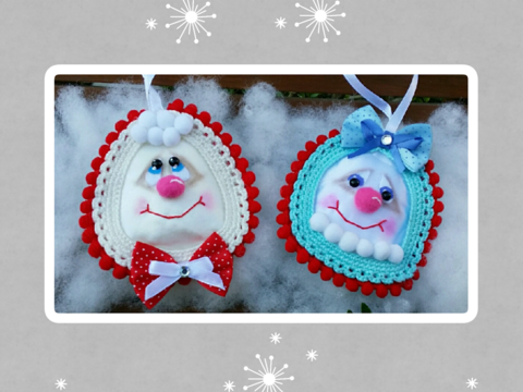 Amigurumi Weihnachtsschmuck "Herr und Frau Schneepi" 10 cm Groß