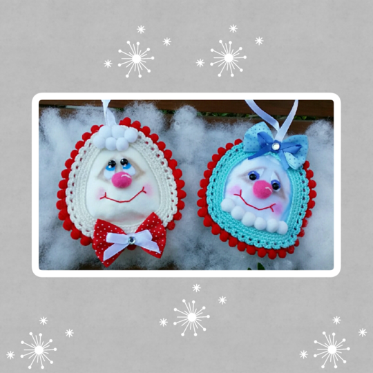 Amigurumi Weihnachtsschmuck "Herr und Frau Schneepi" 10 cm Gro&szlig;