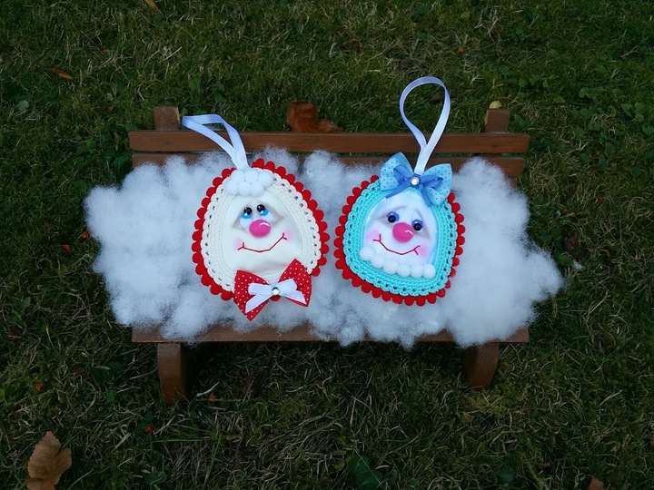 Amigurumi Weihnachtsschmuck "Herr und Frau Schneepi" 10 cm Gro&szlig;