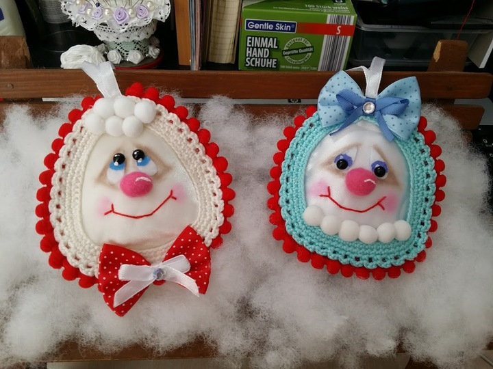 Amigurumi Weihnachtsschmuck "Herr und Frau Schneepi" 10 cm Gro&szlig;