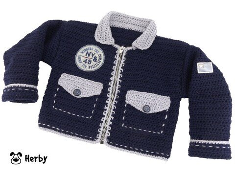 Häkelanleitung Babyjacke "Sport", Gr. 74/80