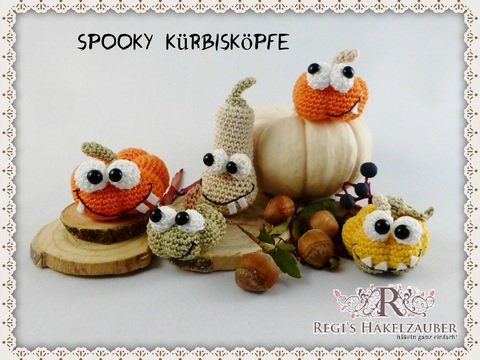 spooky Kürbisköpfe - lustige Herbstdekoration für Tisch, Fenster, Türe etc.