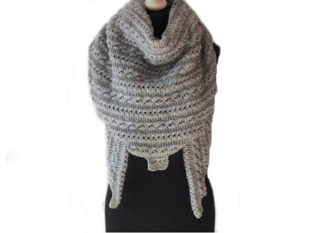 Strickanleitung Dreieckstuch Jimmyca Zopfoptik ohne Verzopfen