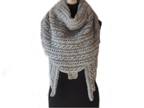 Strickanleitung Dreieckstuch Jimmyca Zopfoptik ohne Verzopfen