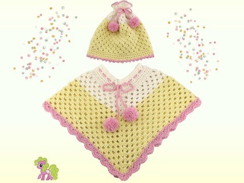 Häkelanleitung Poncho mit Mütze "IceCream"